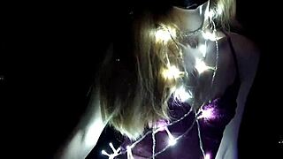 beautiful girl sends new year's webcam greeting with anal plug and masturbation