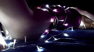 beautiful girl sends new year's webcam greeting with anal plug and masturbation