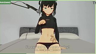 In her first film, the petite latina rides and gets creampied in this anime-style hentai scene.