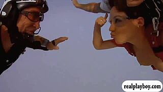 wow, can you believe these lovely babes sky diving naked?!
