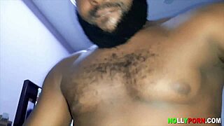 Skinny ebony enjoys morning sex breakfast