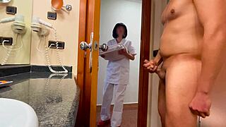 Jerk off being caught by lady who cleans my place and helps me finish