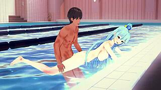 in konosuba, aqua gives paizuri and gets a creampie