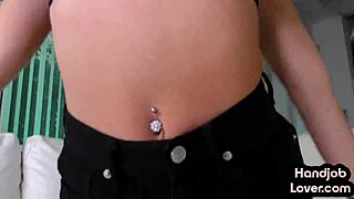 A young girlfriend assists her boyfriend with an oiled close-up massage in POV.