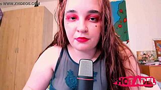 Chubby redhead teen eats chips in ASMR food show