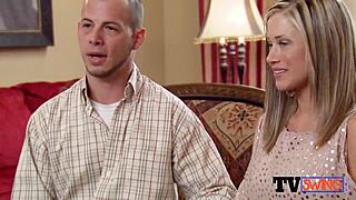 Kinky couple dives into poolside swinger blowjob action