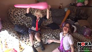 sexy balloon tit play with blonde and brunette amateurs