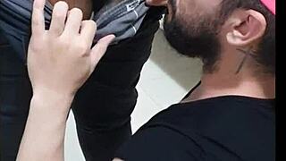 security guy leaves the club for a relaxing fuck at the hooker's place