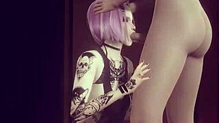 in this hentai, alice engages in hard sex with futanari, including blowjob and cumshot in cosplay costume