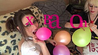 sexy balloon tit play with blonde and brunette amateurs