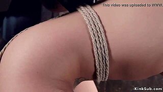 Sub with hose on face gets her pussy toyed in kinky setup