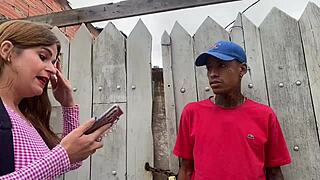 Young woman shares her shaved pussy in the favela neighborhood
