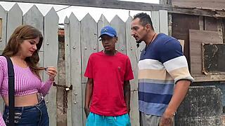 Young woman shares her shaved pussy in the favela neighborhood