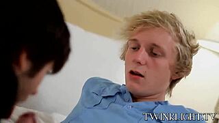 Blonde And Brunette Twinks Fuck Hard At Home With Cumshots And Anal!