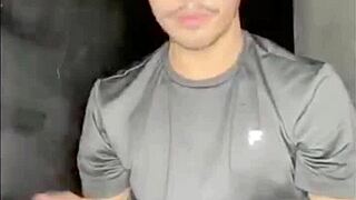 watch this gay guy cum from solo handjob?