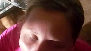 Blonde Amateur Gives Intense Blowjob with Piercing