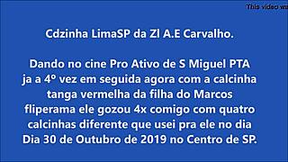 Cdzinha limasp in cinema with active guy and another in red thong from daughter marcos fliperama 30102019