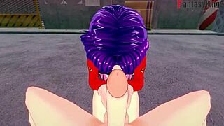 misato katsuragi gives blowjob and shows boobs in evangelion hentai