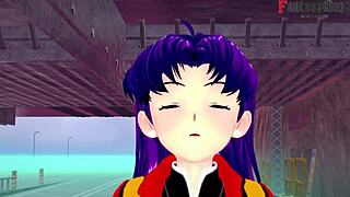 Misato Katsuragi's animated blowjob in Evangelion: Neo Genesis