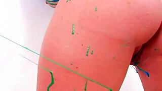 Brunette pornstar Jayden Jaymes masturbates in latex