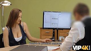 Wow! VIP4K Blonde Drops Panties for Office Insertion!