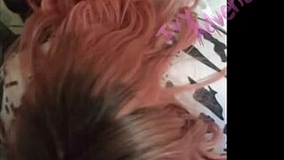 Chubby girlfriend Moo-chan gets skilled at blowjob in costume and thentakes a cum shot on her tits – full movie