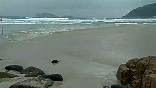 Manuh Cortez Sucks On The Beach In The Rain. African Milf Enjoys Outdoor Oral And Creampie In Public.