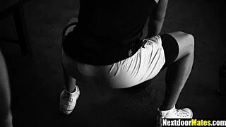 athletic hunks bareback fucking and sucking in gym threesome