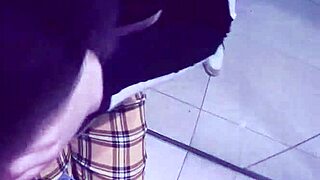 teen 18+ with short hair and petite body gives handjob in dress room, cum on tits, amateur public