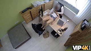Wow! VIP4K Blonde Drops Panties for Office Insertion!