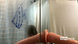 red nails woman training blowjob in bathroom mirror