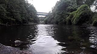 amateur fitness babe gets wet and horny swimming in spanish river