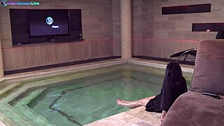 naughty diana dolce and aida sweet having lesbian sex with dildo at the pool