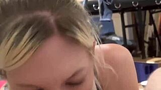 i watch pov as blonde milf slurps sloppy deepthroat on her knees