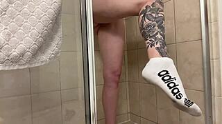 Dirty Gym Sock Jerk Off Session - Feet Fetish Day 11