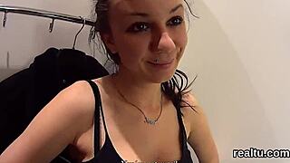 Adorable Czech girl gets seduced in the shop and gives blowjob in POV