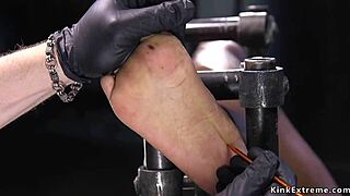 ebony babe in bondage gets her pussy lips trapped in mouse traps 😈