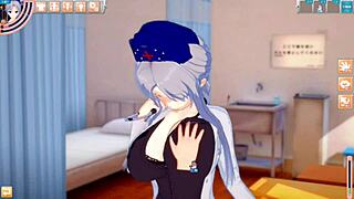 rubbing yagokoro eirin's huge tits in touhou 😍