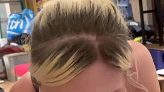 i watch pov as blonde milf slurps sloppy deepthroat on her knees