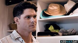 Brock kniles and devin franco sneak some anal fun in the closet.