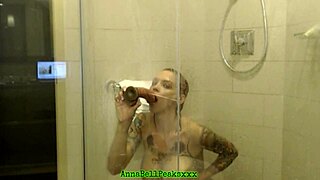 I filmed this hot tattoo milf teasing in the shower