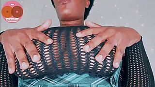 Hairy Ebony Karla Karess Strips in Cosplay Worship