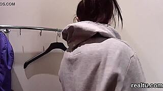 Adorable Czech girl gets seduced in the shop and gives blowjob in POV