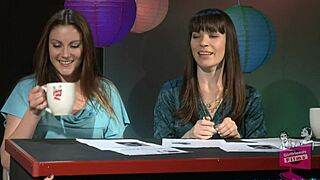 A kinky interview with a blonde and brunette (behind the scenes)