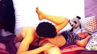 Steamy sex of passionate couple with big cock and deep throat blowjob