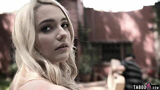 Perverted neighbor blackmails hot blonde teen 18+ into taboo sex, watching her ass and cock