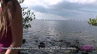 wow, public flashing with big tit sophomore playing her shaved pussy!