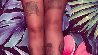 Feeling Playful in Pantyhose and Latex Dress