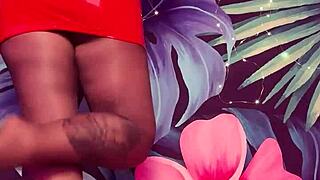 Feeling Playful in Pantyhose and Latex Dress