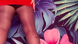 Feeling Playful in Pantyhose and Latex Dress